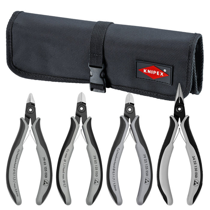 Knipex 9K 00 80 10 US 4 Pc Electronics Pliers Set in a Tool Roll