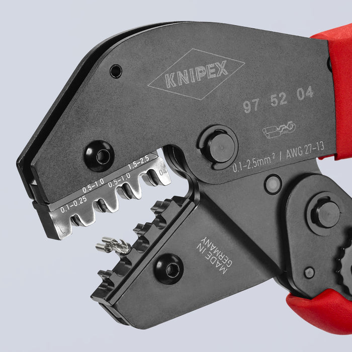Knipex 97 52 04 10" Crimping Pliers For Non-Insulated Open Plug-Type Connectors (Plug Width 2.8 and 4.8 mm)