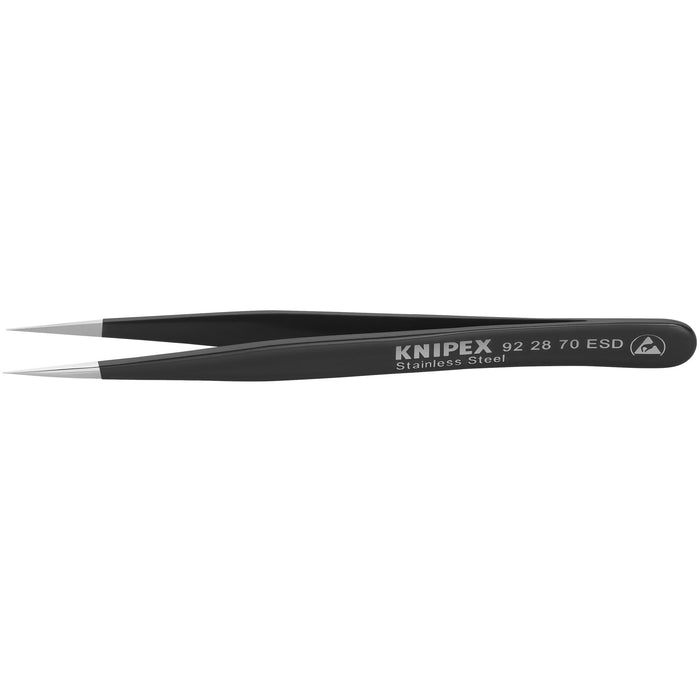Knipex 92 28 70 ESD 4 1/2" Stainless Steel Gripping Tweezers-Needle-Point Tips-ESD