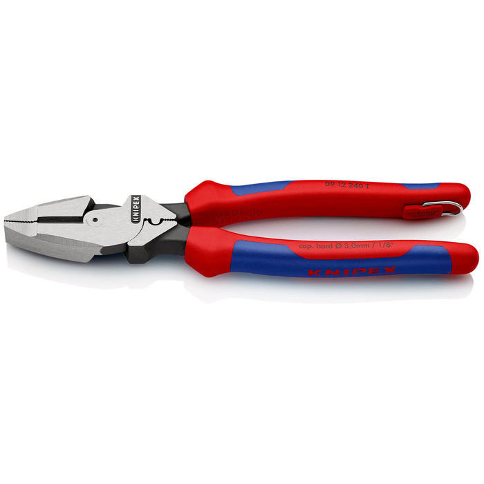 Knipex 09 12 240 T BKA 9 1/2" High Leverage Lineman's Pliers New England with Tape Puller & Crimper-Tethered Attachment