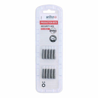 Wiha Tools 71944 Security Hex Insert Bit, 5.0 mm x 25 mm, 10 Pk.