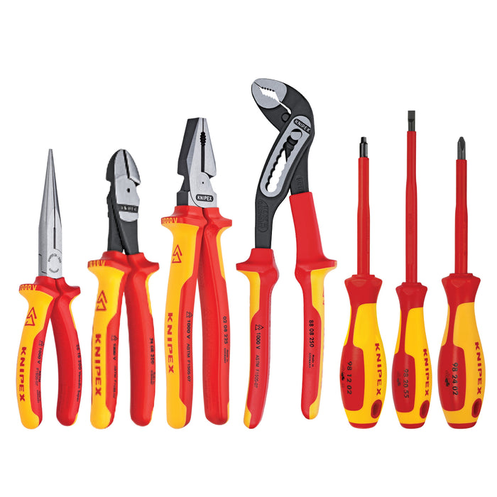 Knipex 9K 98 98 25 US 7 Pc Pliers and Screwdriver Tool Set-1000V Insulated in Tool Roll