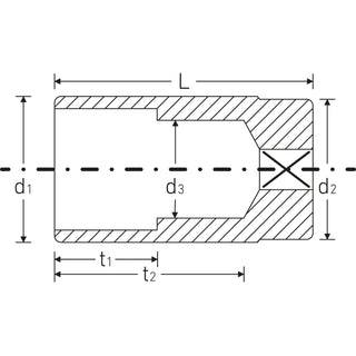 Stahlwille 03020013 51 1/2" Extra Deep 12-pt Socket, 13 mm