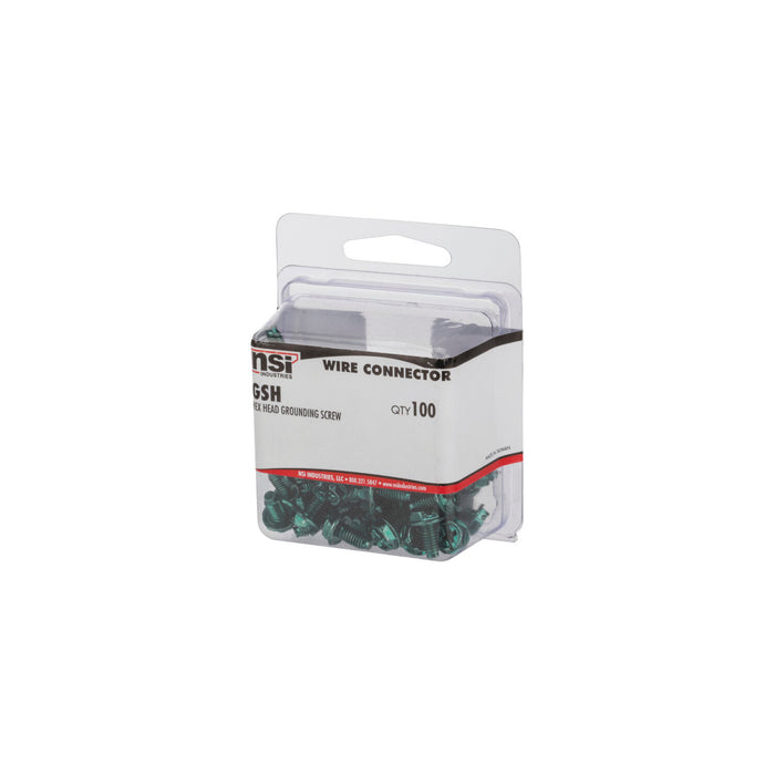 NSI GSH Hex Head Green Grounding Screw, Pack of 100