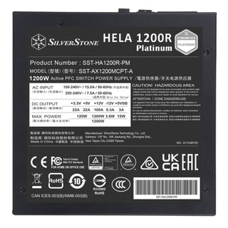 Silverstone HA1200R-PM Cybenetics Platinum 1200W ATX 3.0 & PCIe 5.0 Fully Modular ATX Power Supply