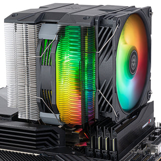 SilverStone HYD140-ARGB High-Performance Dual-Tower CPU Cooler Featuring Six Copper Heat Pipes and Dual ARGB Fans