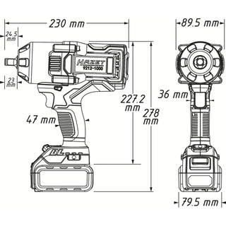 Hazet 9212-1000LB/4 1/2 inch (12.5 mm) Square ∙ Solid Cordless impact wrench ∙ 1400 Nm
