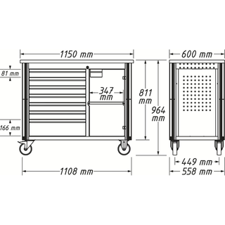 Hazet 179NW-8 Work bench ∙ mobile Assortment  179NW ∙ single