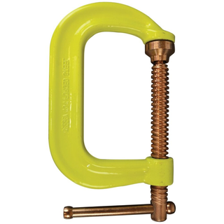 Bessey CDF402CHV C-clamp, drop forged, copper spindle, Hi Vis frame, 2 In. x 2 In., 3500 lb