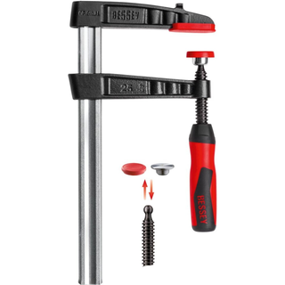 Bessey TG5.518+2K Clamp, woodworking, F-style, 2K handle, replaceable pads, 5.5 In. x 18 In., 1320 lb