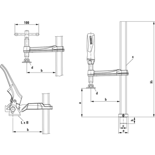 Bessey TW28-30-14H Table Clamp, 12 x 5.5, lever
