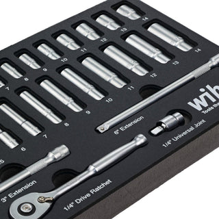 Wiha Tools 33395 27 Piece 1/4” Drive Professional Socket Tray Set - Metric