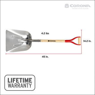 Corona SS16701 #10 Aluminum Western Scoop Hardwood Handle, D Grip Shovel