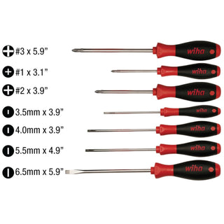 Wiha Tools Tools 30278 SoftFinish Slotted and Phillips Screwdriver Set, 7 Pc.