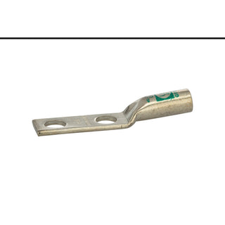 NSI L1N-38 Copper Long Lug – Green 2-Hole 1 AWG 3/8 Inch