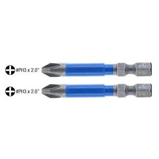 Wiha Tools 70203 TerminatorBlue Impact Bit Phillips #3 - 2 Inch - 2 Pack