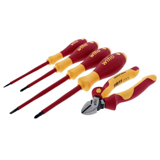 Wiha Tools 32983 5 Piece Insulated Industrial Cutters and Screwdriver Set