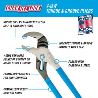 Channellock 442 BULK 12-inch V-Jaw Tongue & Groove Pliers