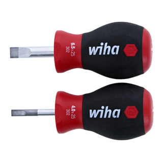 Wiha Tools 31193 4 + 6.5mm x 25mm 2 Piece SoftFinish Stubby Slotted Set