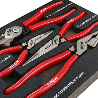 Wiha Tools 34681 4 Piece Classic Grip Pliers and Cutters Tray Set