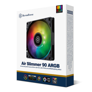 SilverStone AS90B-ARGB Air Slimmer Enhanced Performance 92mm Slim Fan With Pwm And Argb Lighting Effect