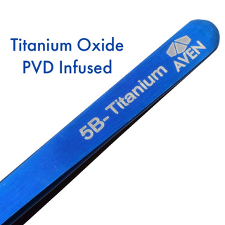 Aven Tools 18066TTB Titanium Blue Tweezers, Pattern #5B