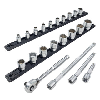 Wiha Tools 33791 3/8" Inch Drive 12 Point Socket Set, 6 mm - 24 mm with Ratchet and Extension, 22 Pc.