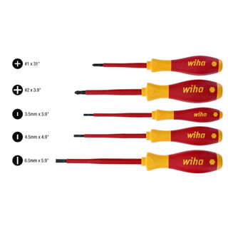 Wiha Tools 32084 Slotted and Phillips Insulated Screwdriver Set 5-Piece