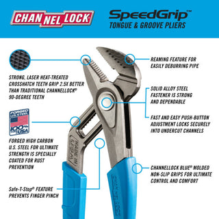 Channellock 430X 10-inch SpeedGrip Straight Jaw Tongue & Groove Pliers