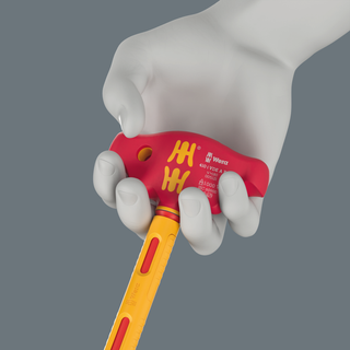 Wera 410 i VDE B RA VDE-insulated T-handle adapter screwdriver with ratchet functionality for 3/8" sockets