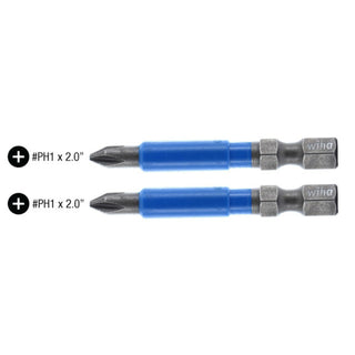 Wiha Tools 70201 TerminatorBlue Impact Bit Phillips #1 - 2 Inch - 2 Pack