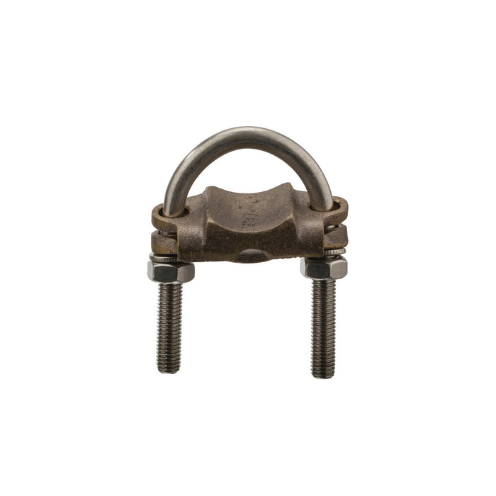 NSI UC-126 Heavy Duty Bronze U-Bolt Clamp, 1-1/2″ Pipe, 2/0 to 4 AWG, Burial