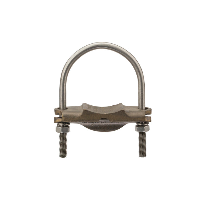 NSI UC-143 Heavy Duty Bronze U-Bolt Clamp, 3″ Pipe, 250-2/0 AWG, for Burial