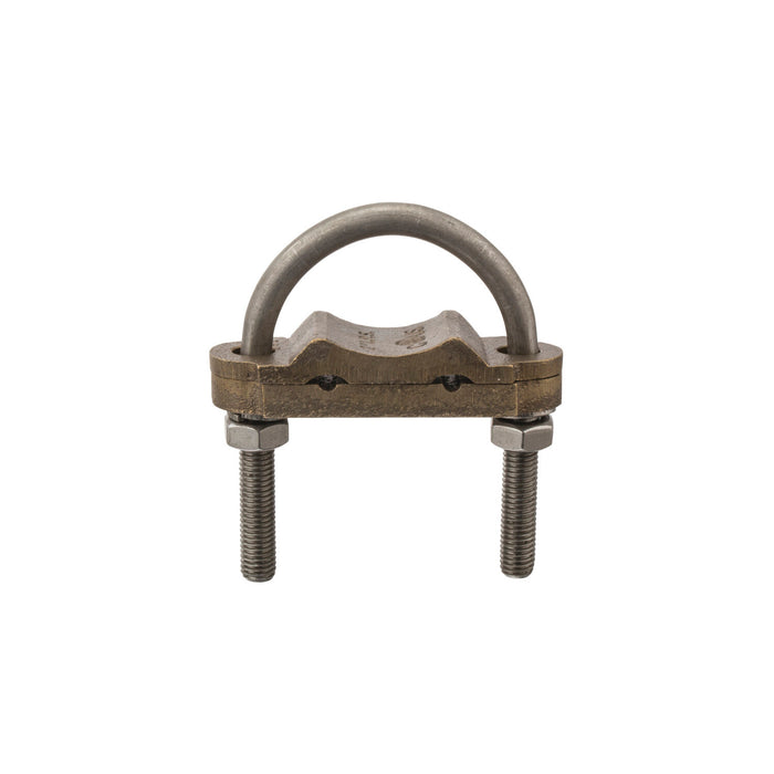 NSI UC-233 Bronze U-Bolt Clamp for Two Wires, 2″ Pipe, 250-2/0 AWG, Burial