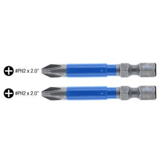 Wiha Tools 70202 Terminator Blue Impact Bit Phillips #2 - 2 Inch - 2 Pack