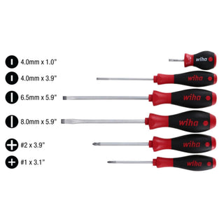 Wiha Tools 30294 SoftFinish Slotted and Phillips Screwdriver Set, 6 Piece