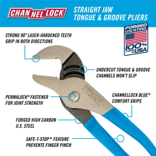 Channellock 428 8-Inch Straight Jaw Tongue & Groove Pliers