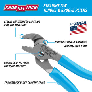 Channellock 424 BULK 4.5-inch Straight Jaw Tongue & Groove Pliers