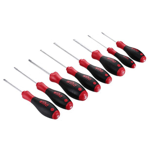 Wiha Tools 30289 SoftFinish Slotted / Phillips / Square Cushion Grip Screwdriver Set, 8 Pc.