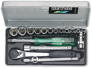 Heyco 00027401083 SAE 6 Point 1/4" Drive Socket Set, 17 Pieces