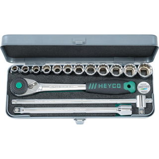 Heyco 00070301083 Metric Socket Set, 1/2 Inch, 15 pcs