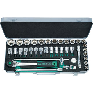 Heyco 00077300083 Combined socket wrench and screwdriver bit set, 36 pieces, 1/2 Inch
