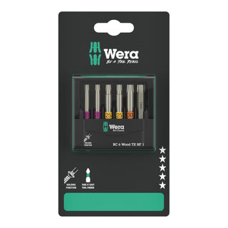 Wera 05073639001 Bit-Check 6 Wood TX HF 1 SB Set, 6 Pc.