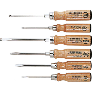 Wiha Tools Tools 07149 Wooden Handle Screwdriver Set, 6 Pc.