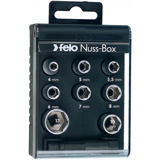 Felo 0715722198 1/4" Nut-Box, 8 Metric Sockets, 9 Piece