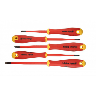 Felo 0715762743 E-Slim Insulated Slotted & Phillips Screwdriver Set, 5 Piece