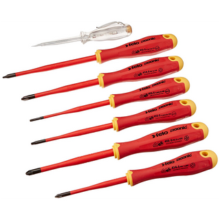 Felo 0715762745 E-Slim Insulated Slotted & Phillips Screwdriver Set, 7 Piece