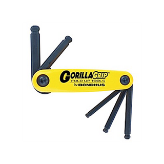 Bondhus 12894 GorillaGrip Set of 5 3/16 - 3/8" Ball End Fold up Tools