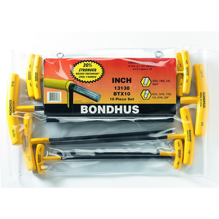 Bondhus 13138 Balldriver and Hex T-handle Set, 10 Piece