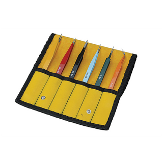 Aven 18480EZ Stainless Steel E-Z Pik Tweezer Set, 6 Piece